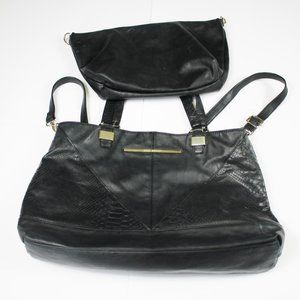 Steve Madden Size Large Black Leather Shoulder Bag